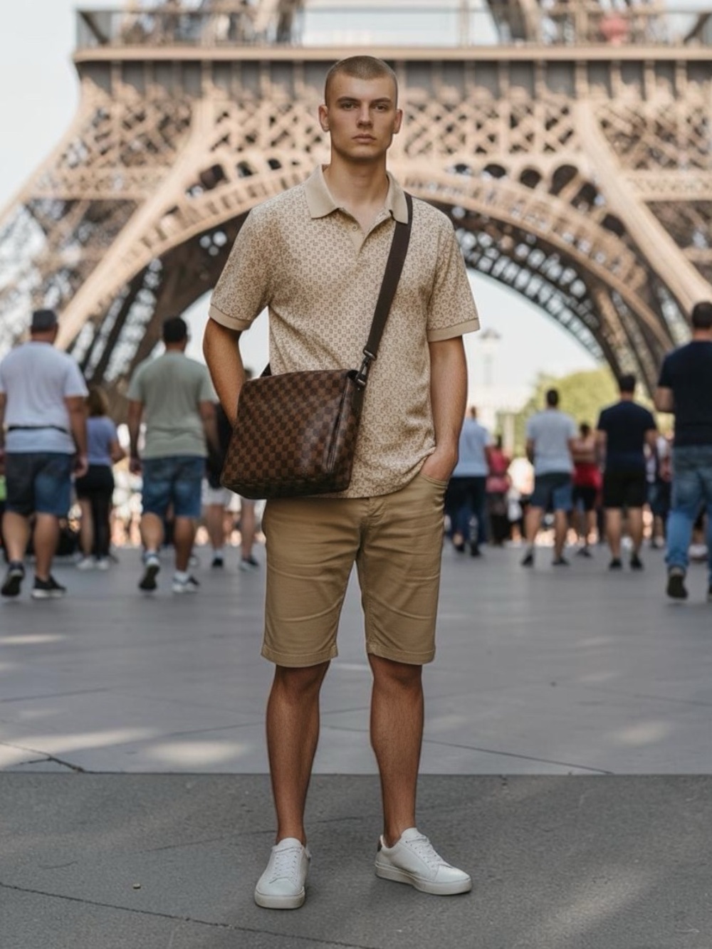 46-26 Preloved Louis Vuitton Naviglio Crossbody Messenger Damier Ebene